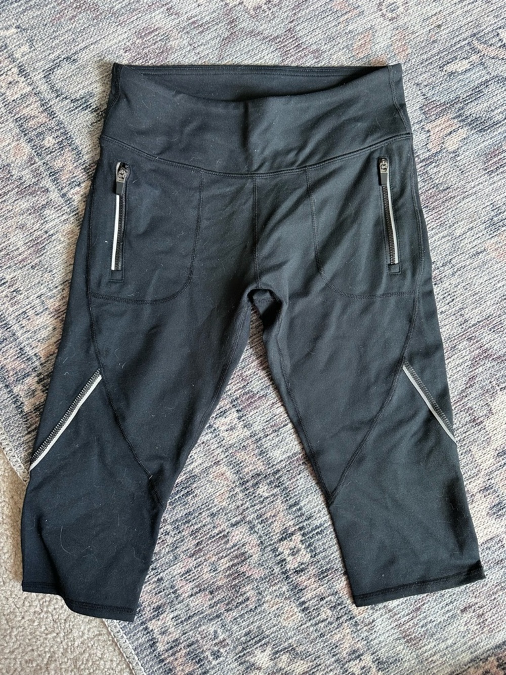 Fabletics Black Capri Leggings with Zipper Pockets